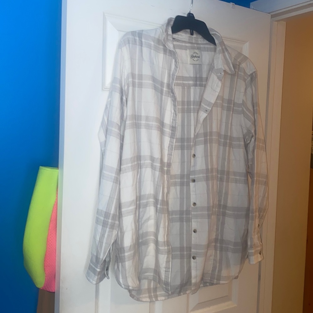 White and grey button up